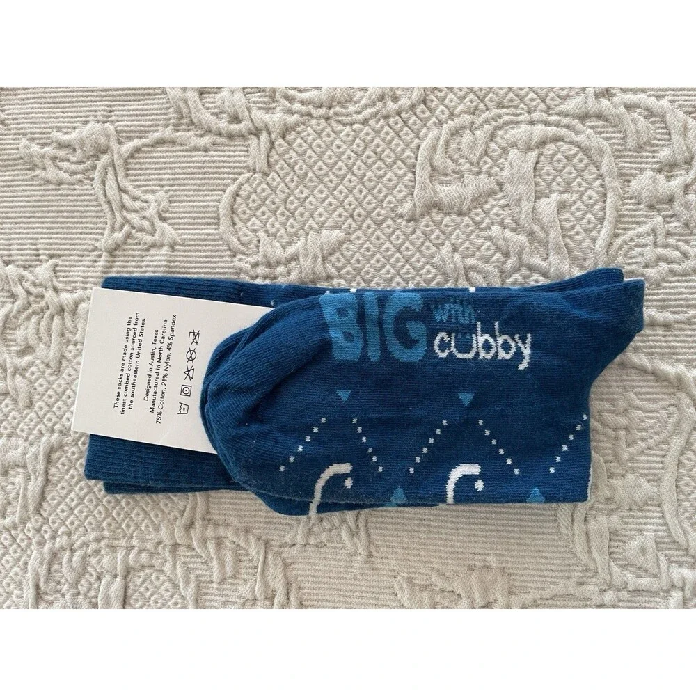Cubby Socks Blue w/ White Smiley Face Dream Big w Chubby One Size New